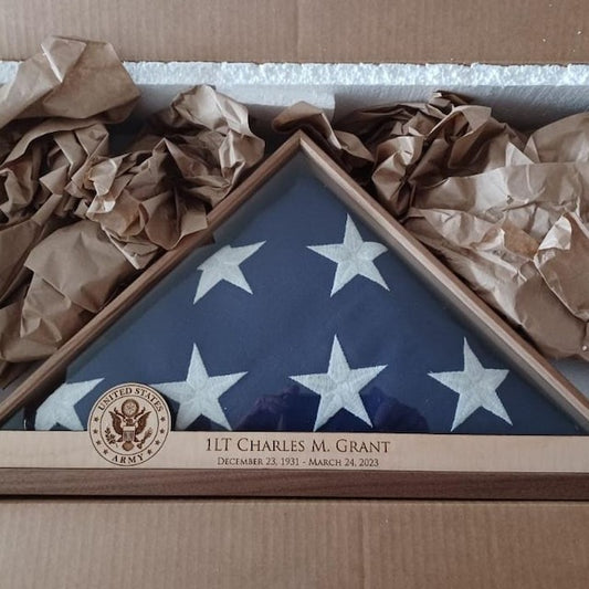 Crafted Memorials Flag Display Case with US Army Emblem  Customer Photo 9